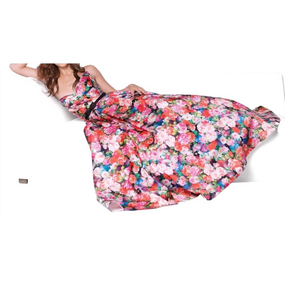 NEW TARIK EDIZ strapless floral ballgown in floral/multi